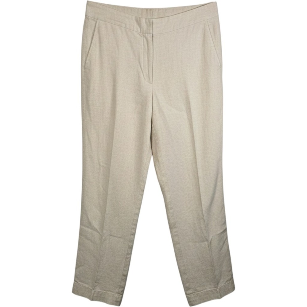 Eileen Fisher Beige Linen Blend Elastic Back Straight Leg Pants Womens Medium